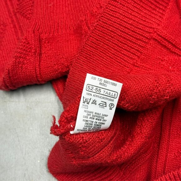 Vintage St Michael Knit Sweater Red Crewneck Made in UK Geometric Large - Picture 9 of 9